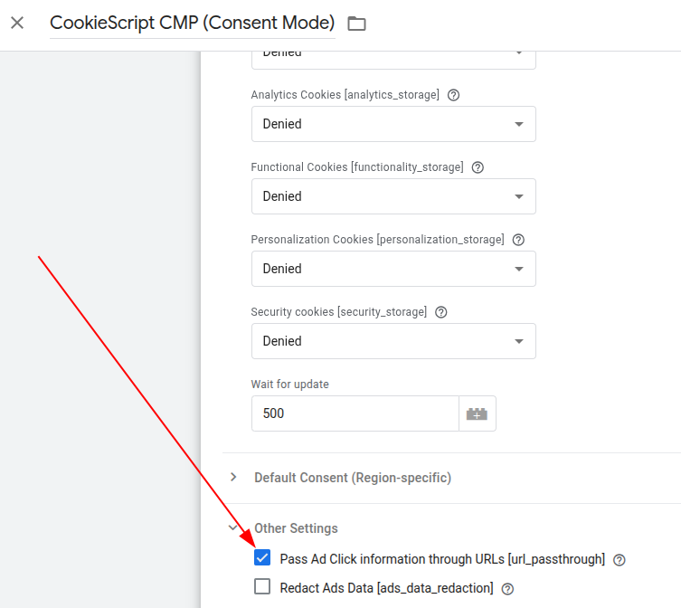 url_passthrough parameter in GTM